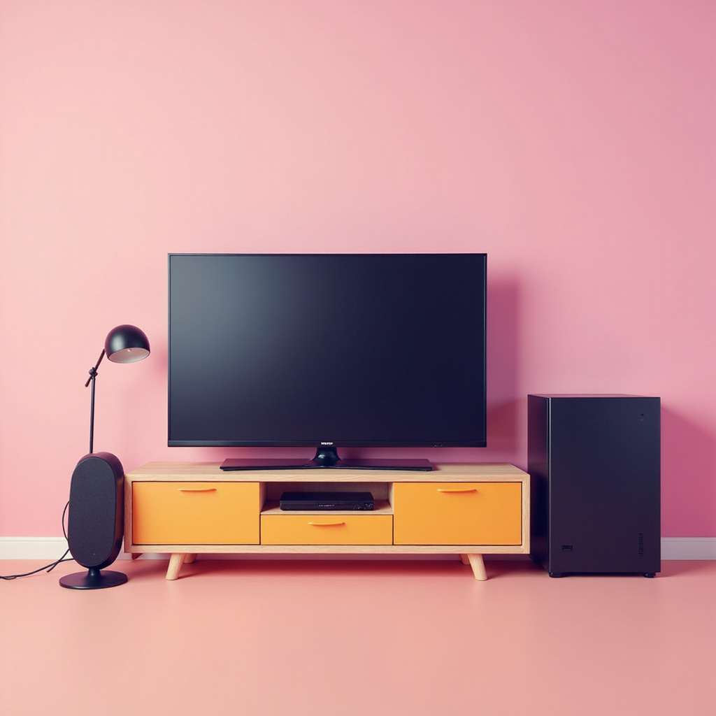 Stary sprzęt elektroniczny ułożony na stole z cenami i laptopem w tle