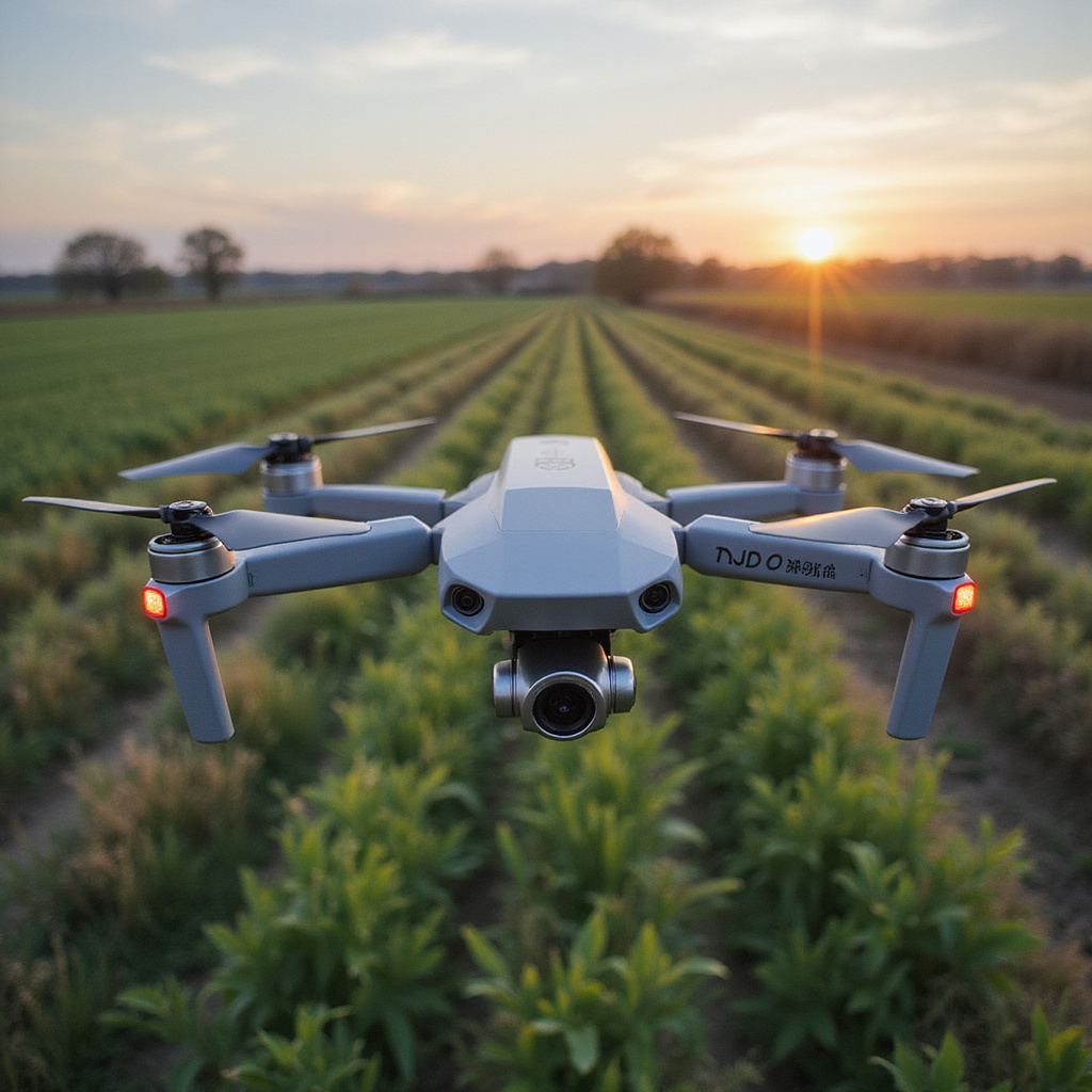 Alt text dla obrazków: 1. Dron przemysłowy wykorzystywany w rolnictwie do oprysków 2. Schemat przedstawiający strefy zakazu lotów dronów w mieście