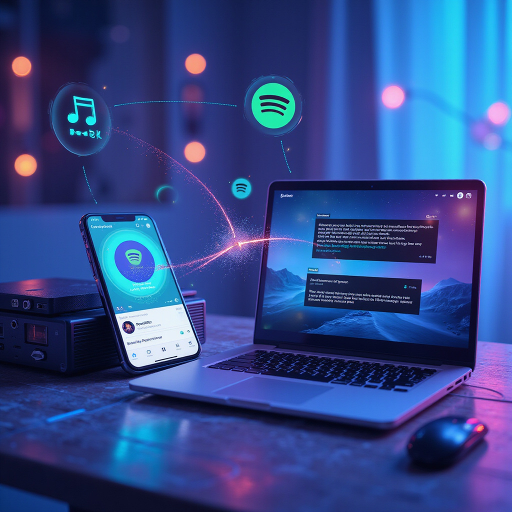 Ekran przedstawiający interfejs ChatGPT z opcją połączenia konta Spotify.