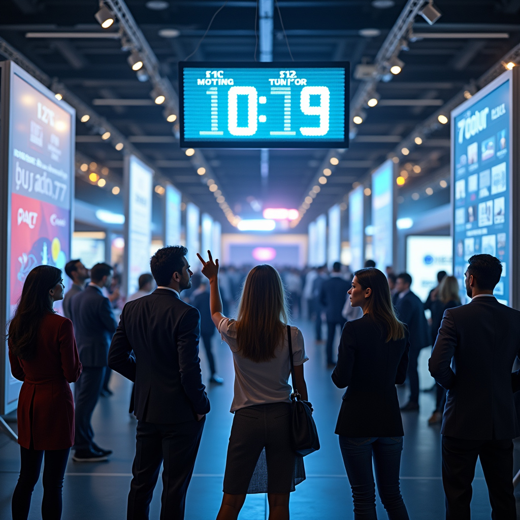 Stoisko startupu na TechCrunch Disrupt 2025 z widocznym brandingiem i aktywnymi uczestnikami w tle.