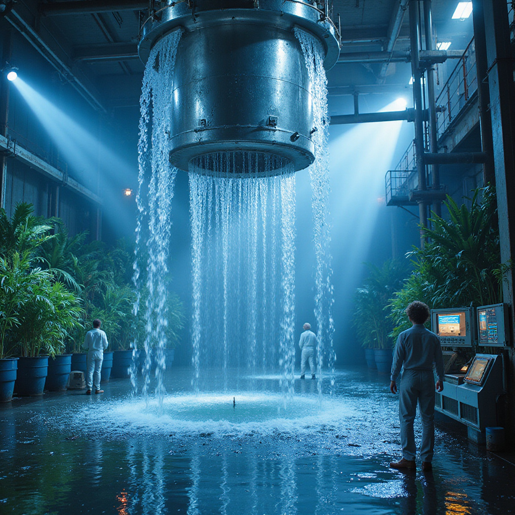 Nowoczesna fabryka z systemem recyklingu wody, pokazująca zrównoważone rozwiązania przemysłowe