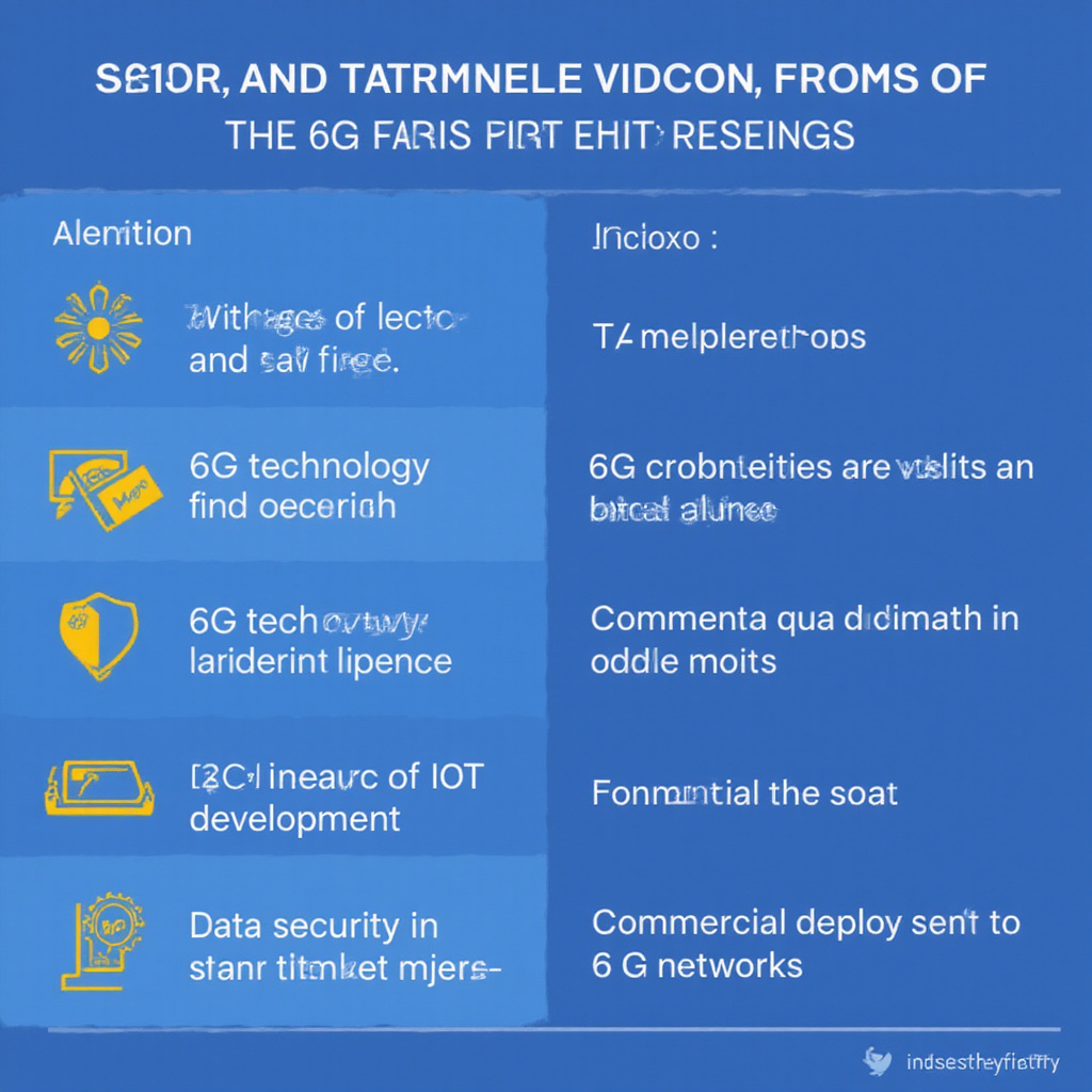 Alt text dla obrazków: Wizualizacja sieci 6G z połączonymi urządzeniami i szybkim transferem danych.