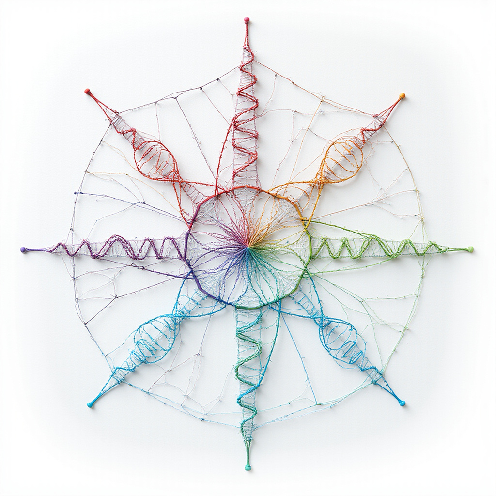 Diagram przedstawiający model AI opracowany przez Living Models, szkolony na danych DNA i RNA, symbolizujący nowe podejście do sztucznej inteligencji w biologii