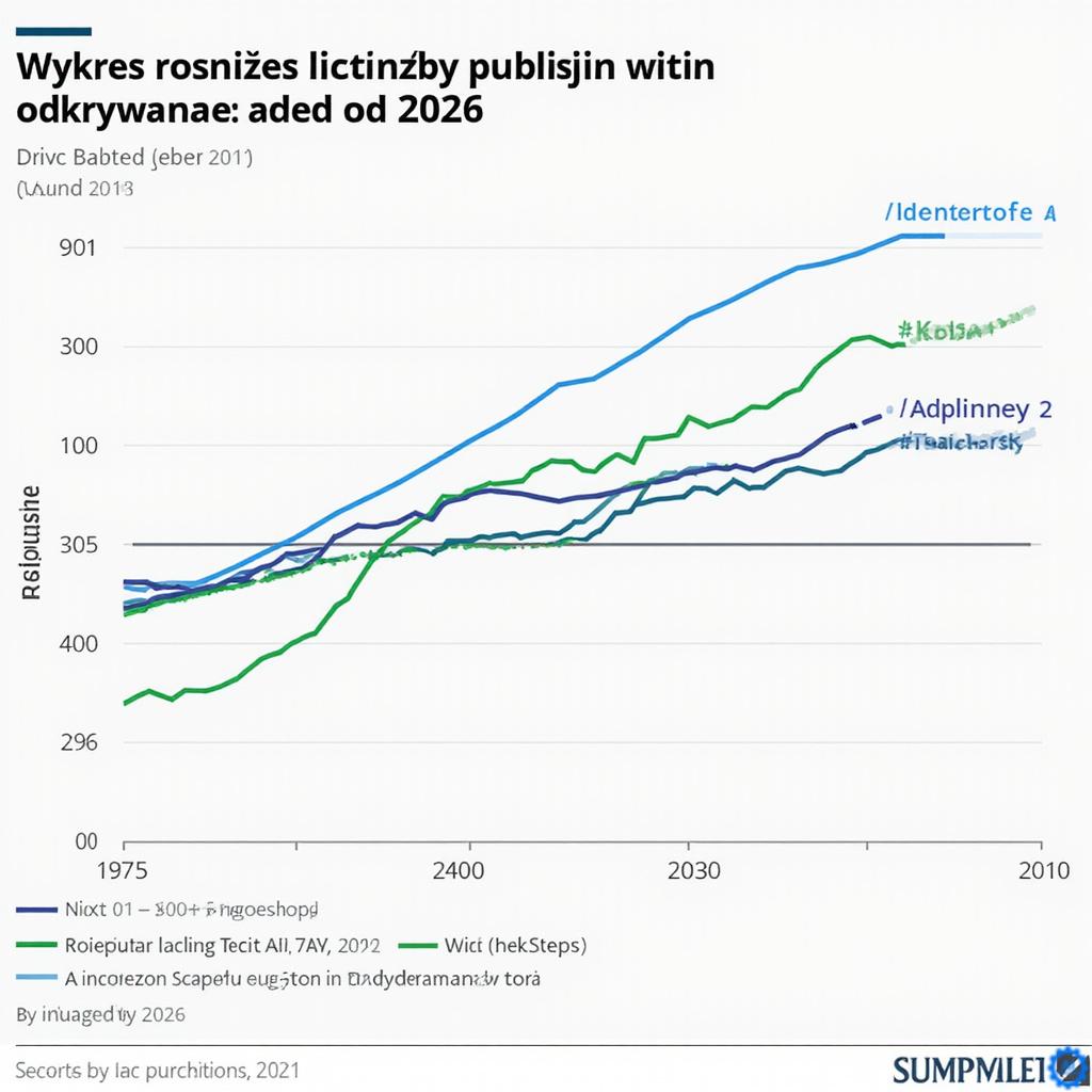 Wykres rosnącej liczby publikacji o AI w odkrywaniu leków od 2010 do 2026