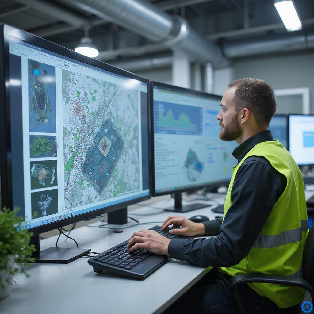 Zespół ASI pracujący nad symulacją systemu zarządzania ruchem lotniczym